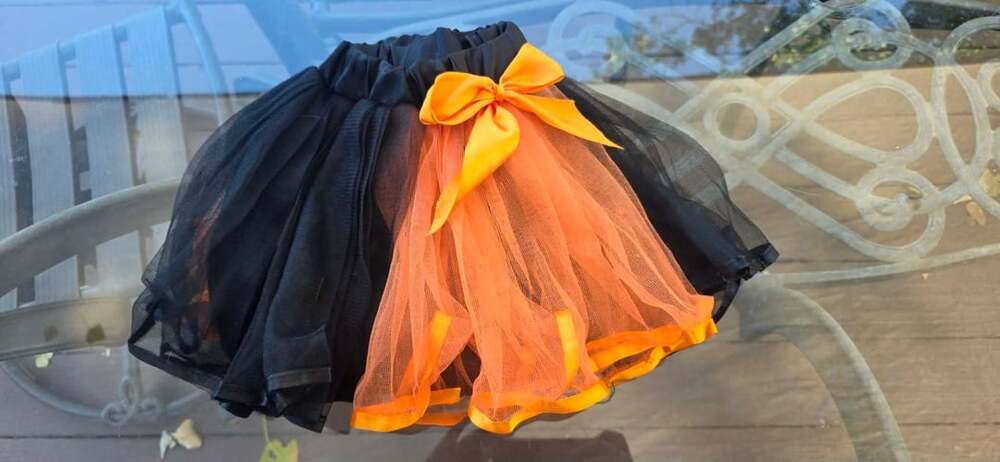 Black and Orange Halloween Tutu Skirt with Bow